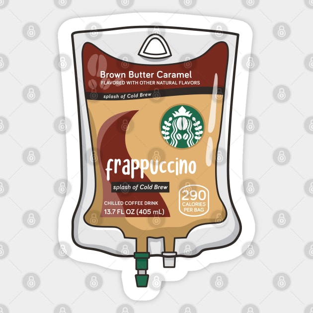 Brown Butter Caramel with Cold Brew Iced Coffee Drink IV Bag for medical and nursing students, nurses, doctors, and health workers who are coffee lovers Sticker by spacedowl